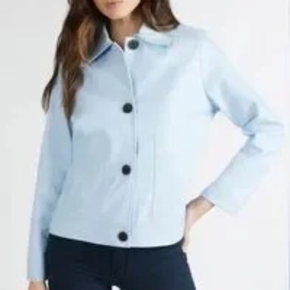 NWT NVLT Vegan Leather Trucker Jacket - Blue - XL or S - Picture 1 of 3